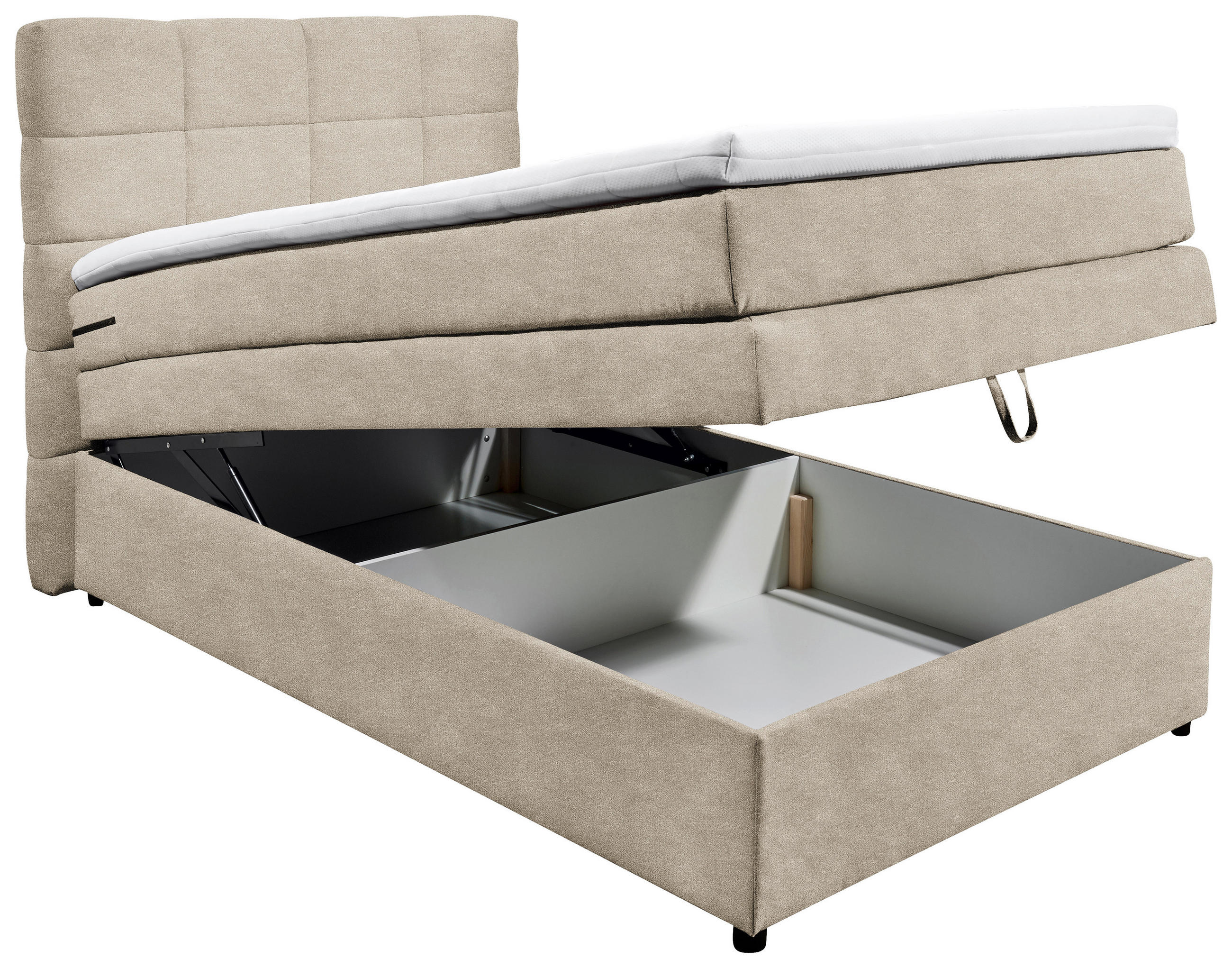 Thumbnail - Mid.you Boxspringbett, Sand, Textil, H2, 7-Zonen, Höhe ca. 16 cm, 120x200 cm, Bettkasten, Matratze, Topper durchgehend, ...