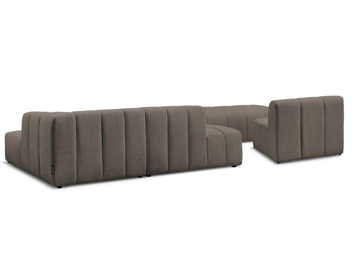 ECKSOFA Ottomane rechts  ANNECY Taupe Bouclé  - Taupe/Schwarz, MODERN, Kunststoff/Textil (262/170cm)