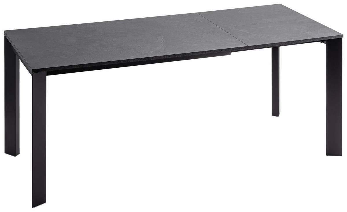 ESSTISCH Schwarz, Schieferfarben rechteckig  ausziehbar, in verschiedenen Größen erhältlich  - Schieferfarben/Schwarz, Design, Holzwerkstoff/Metall (120-180/80/75cm) - home24