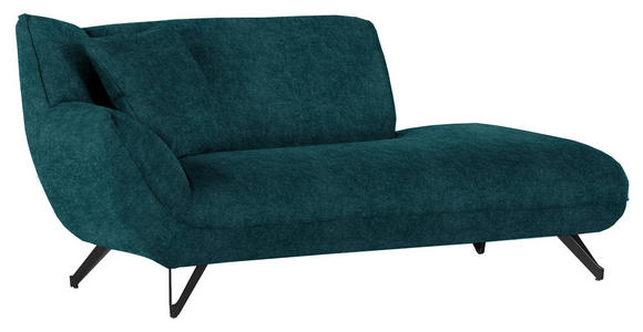 CHAISELONGUE in Samt Dunkelblau  - Schwarz/Dunkelblau, Design, Textil/Metall (190/90/95cm) - Carryhome