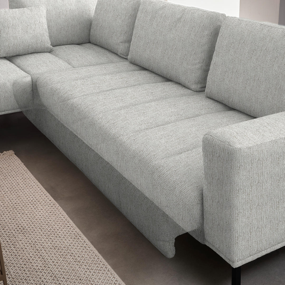 ECKSOFA  in Flachgewebe Silberfarben  270/308 cm  - Silberfarben/Schwarz, Design, Textil/Metall (270/308cm) - Pure Home Lifestyle