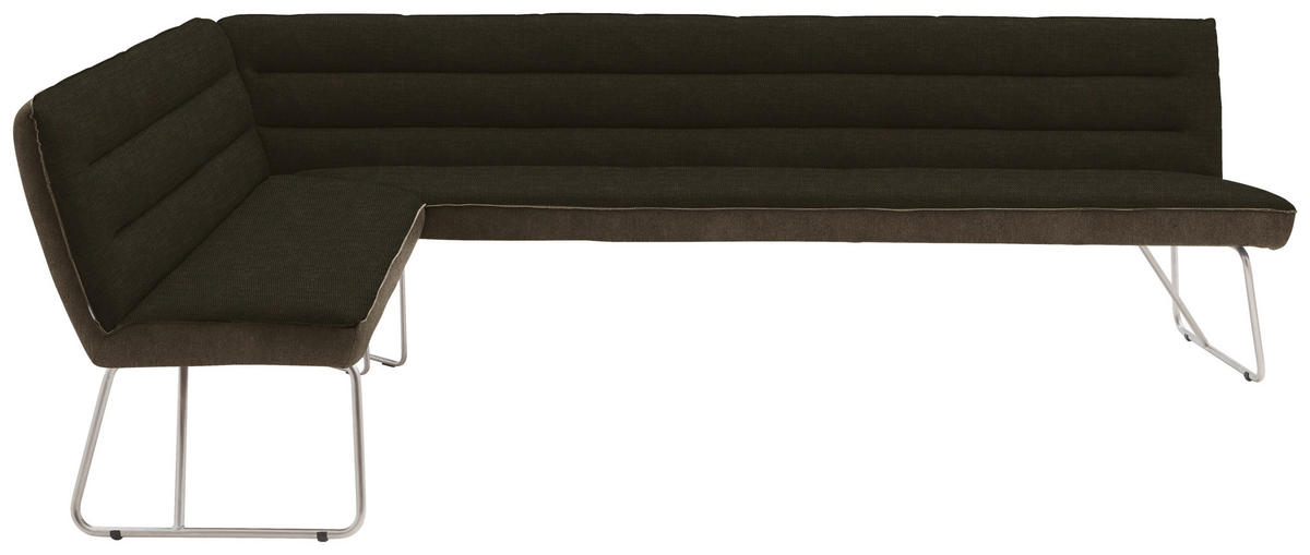 ECKBANK 184/304 cm  in Braun, Edelstahlfarben  - Edelstahlfarben/Braun, Design, Textil/Metall (184/304cm) - Dieter Knoll