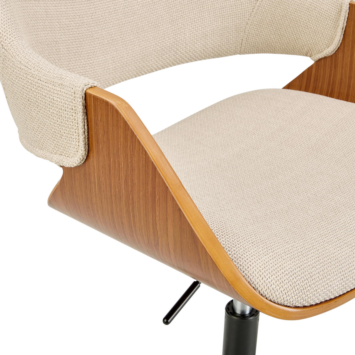 OTOČNÁ STOLIČKA, vzhľad ľanu, béžová, farba vlašského orecha - farba vlašského orecha/béžová, Modern, kov/drevo (51/78/88/57cm) - MID.YOU