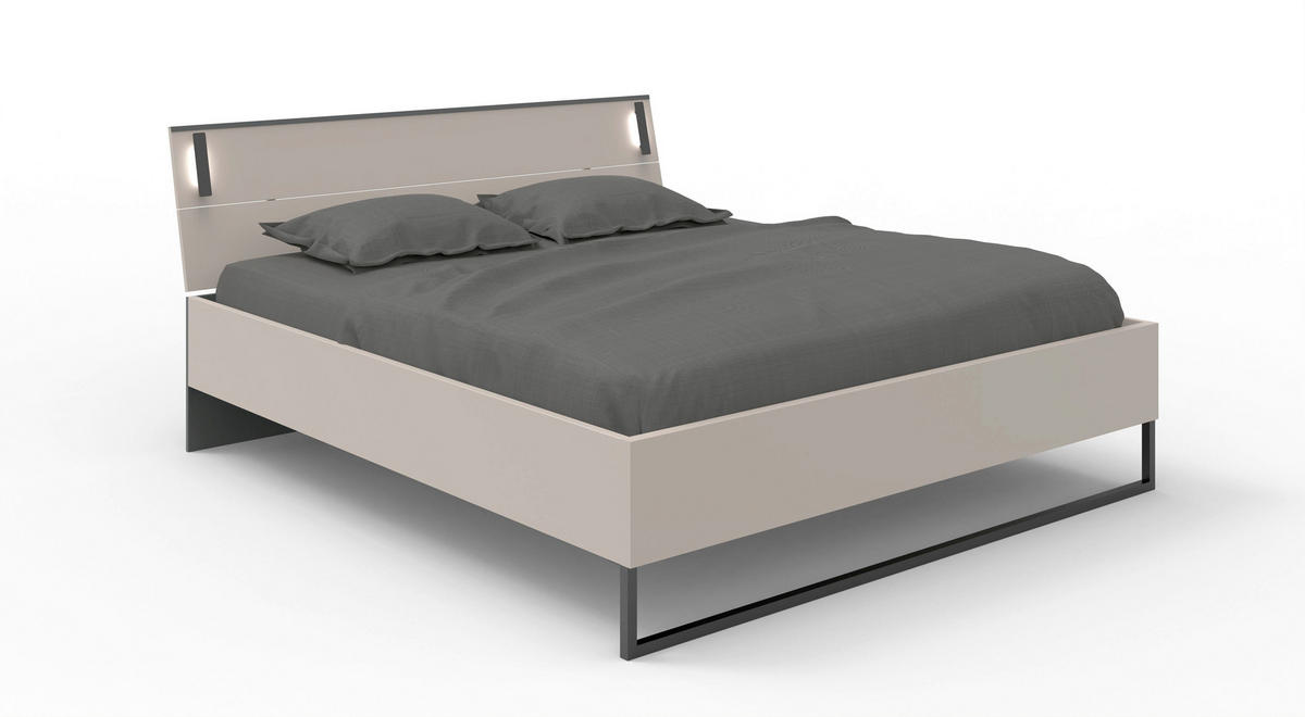 POSTELJA 180 cm   x 200 cm  , leseni material bež, sivobež  - sivobež/črna, Design, kovina/leseni material (180/200cm) - Carryhome