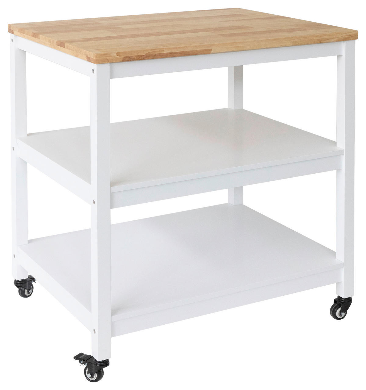 SERVIERWAGEN Kautschukholz vollmassiv Weiß  - Schwarz/Weiß, Basics, Holz/Holzwerkstoff (79/90/60cm) - MID.YOU