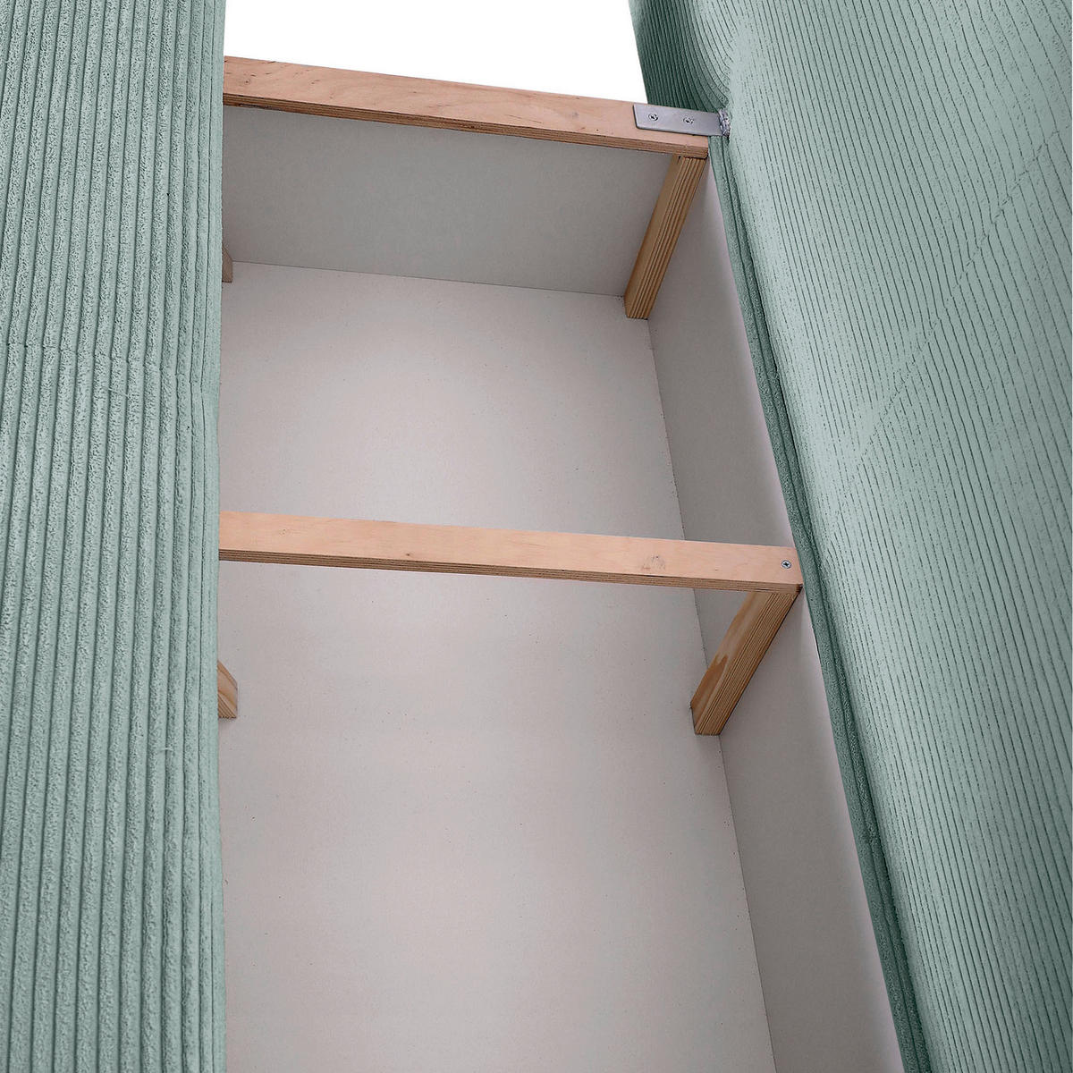 SCHLAFSOFA Cord Mintgrün  inkl. Rückenkissen, Bettkasten, Schlaffunktion, Rücken echt, Armteilverstellung, Liegefläche im Originalstoff  - Schwarz/Mintgrün, KONVENTIONELL, Textil/Metall (200/78/95cm) - home24
