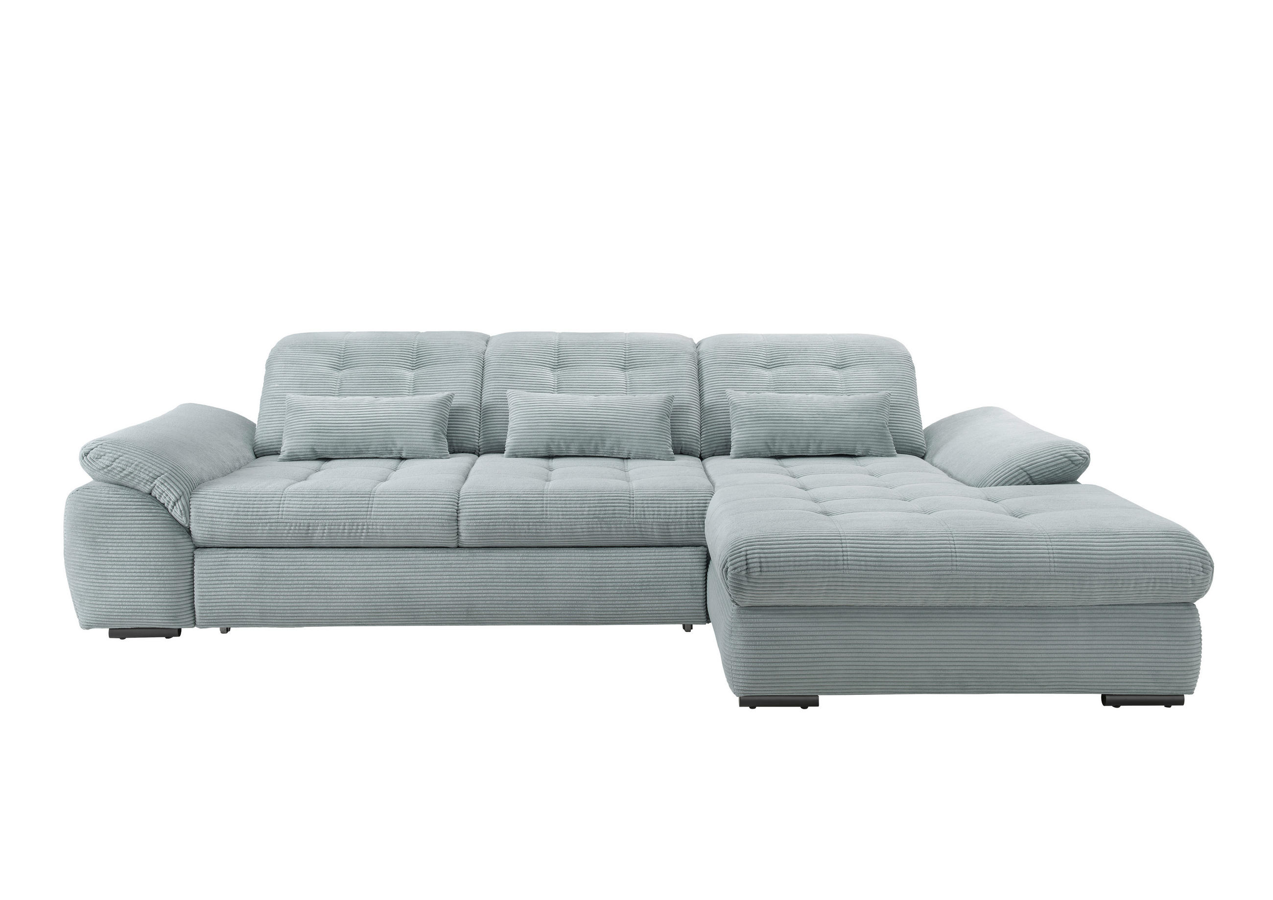 ECKSOFA in Cord Hellblau  - Schwarz/Hellblau, Modern, Textil/Metall (314/184cm) - Livetastic