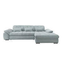 ECKSOFA in Cord Hellblau  - Schwarz/Hellblau, Modern, Textil/Metall (314/184cm) - Livetastic