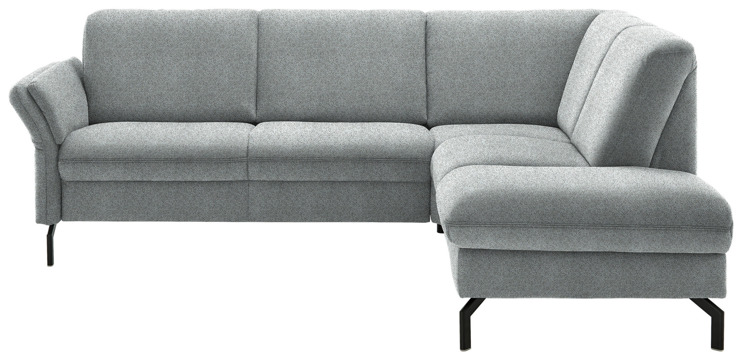 ECKSOFA in Flachgewebe Hellgrau  241/190 cm  - Hellgrau/Schwarz, KONVENTIONELL, Textil/Metall (241/190cm) - Beldomo Comfort