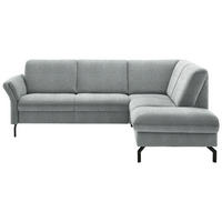 ECKSOFA  in Flachgewebe Hellgrau  241/190 cm  - Hellgrau/Schwarz, KONVENTIONELL, Textil/Metall (241/190cm) - Beldomo Comfort