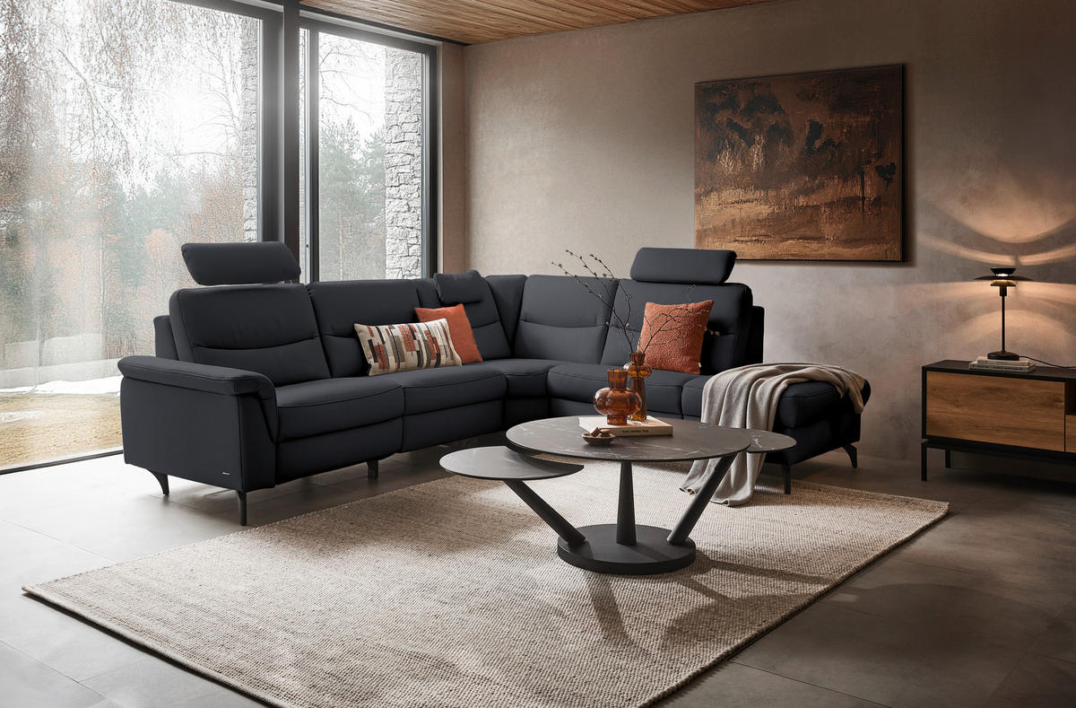ECKSOFA  in Echtleder Dunkelblau  280/249 cm  - Anthrazit/Dunkelblau, Design, Leder/Metall (280/249cm) - Himolla Komfortklass