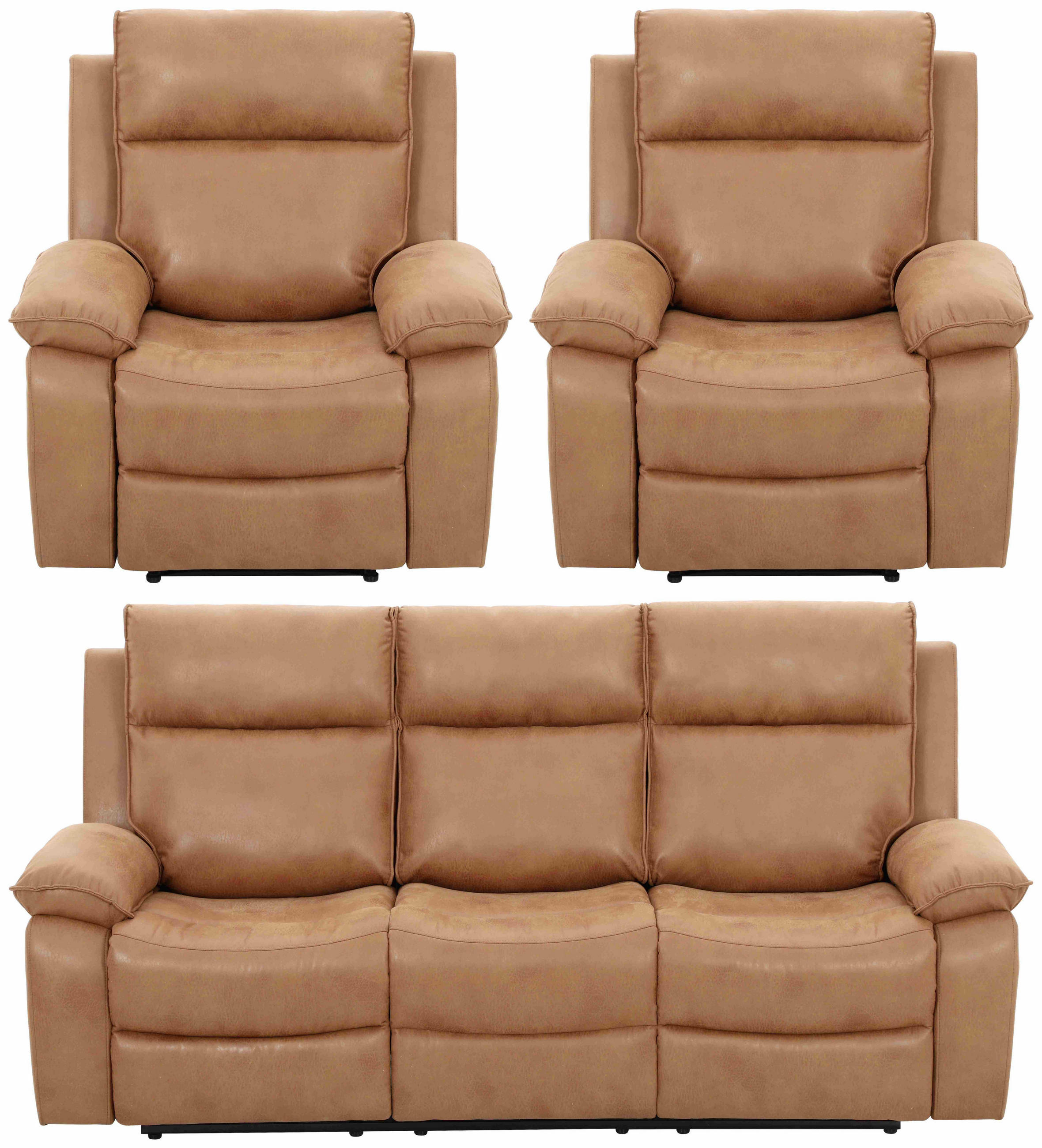 SITZGARNITUR Mikrofaser Cappuccino  - Schwarz/Cappuccino, Design, Holz/Kunststoff (215/101/97cm) - Livetastic
