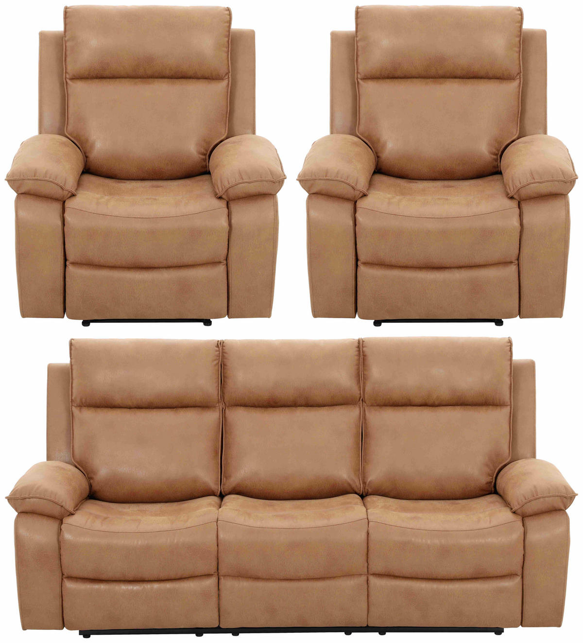 SITZGARNITUR Mikrofaser Cappuccino  - Schwarz/Cappuccino, Design, Holz/Kunststoff (215/101/97cm) - Livetastic