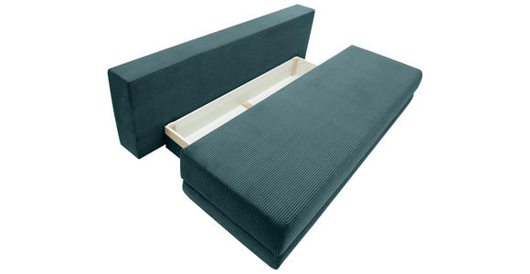 SCHLAFSOFA Cord Petrol Rückenkissen, Armlehnenkissen, Bettkasten, Schlaffunktion, Rücken echt, Liegefläche im Originalstoff  - Petrol/Schwarz, KONVENTIONELL, Holz/Textil (196/96/103cm) - Carryhome