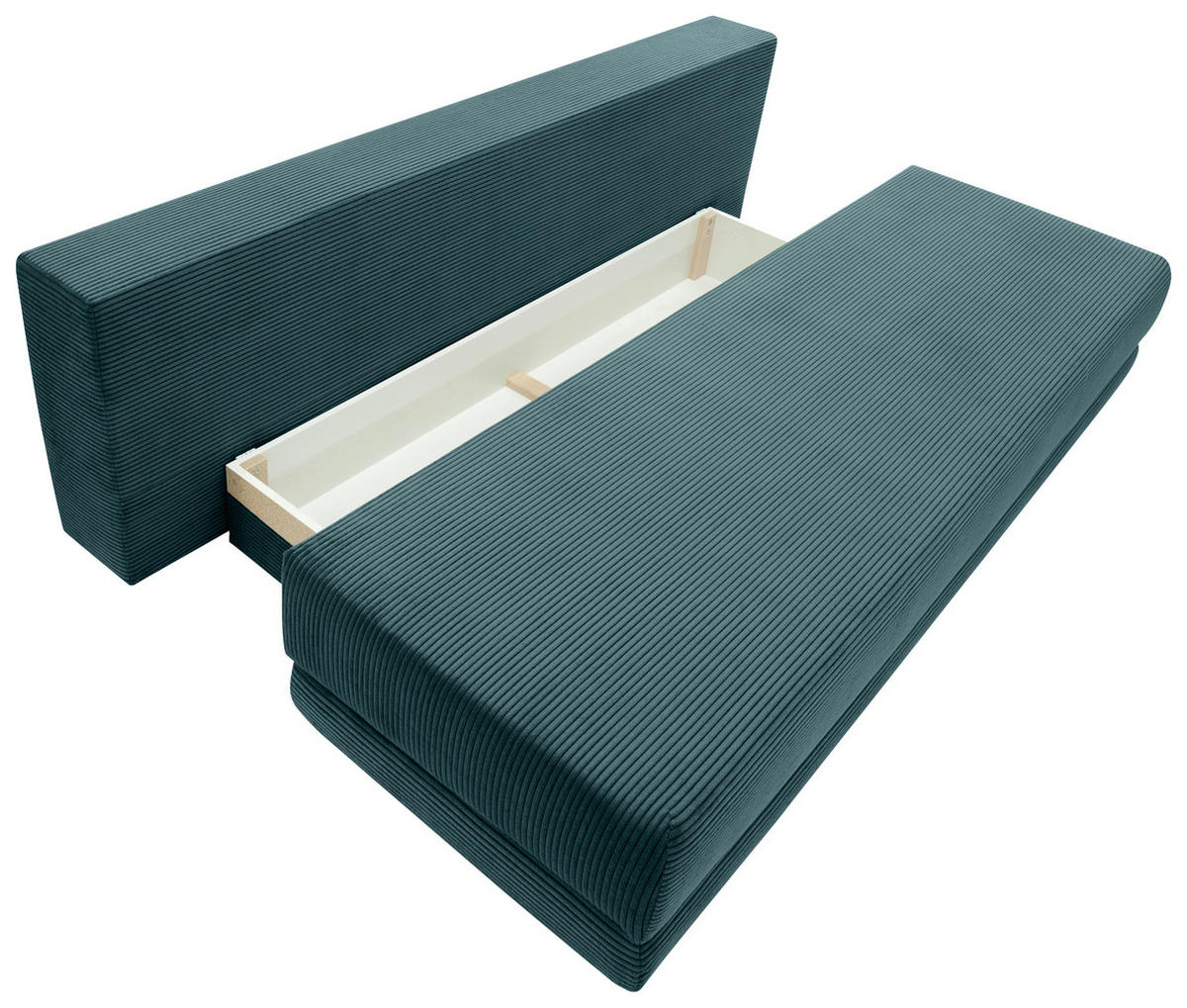 SCHLAFSOFA  mit Liegefunktion, Schlafen auf Sitzhöhe, Rücken echt Cord Petrol  - Petrol/Schwarz, KONVENTIONELL, Holz/Textil (196/96/103cm) - Carryhome