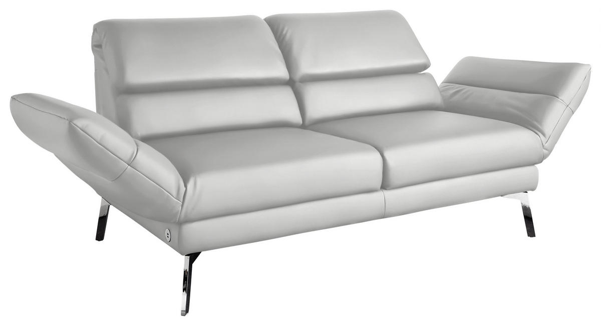 2-SITZER-SOFA in Echtleder Hellgrau  - Chromfarben/Hellgrau, Design, Leder/Metall (178-226/82/96-177cm) - Dieter Knoll