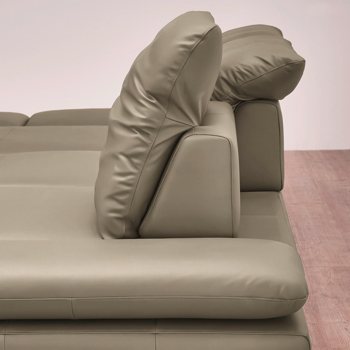 ECKSOFA in Echtleder Graubraun  - Graubraun/Silberfarben, Design, Leder/Metall (315/200cm) - Chilliano