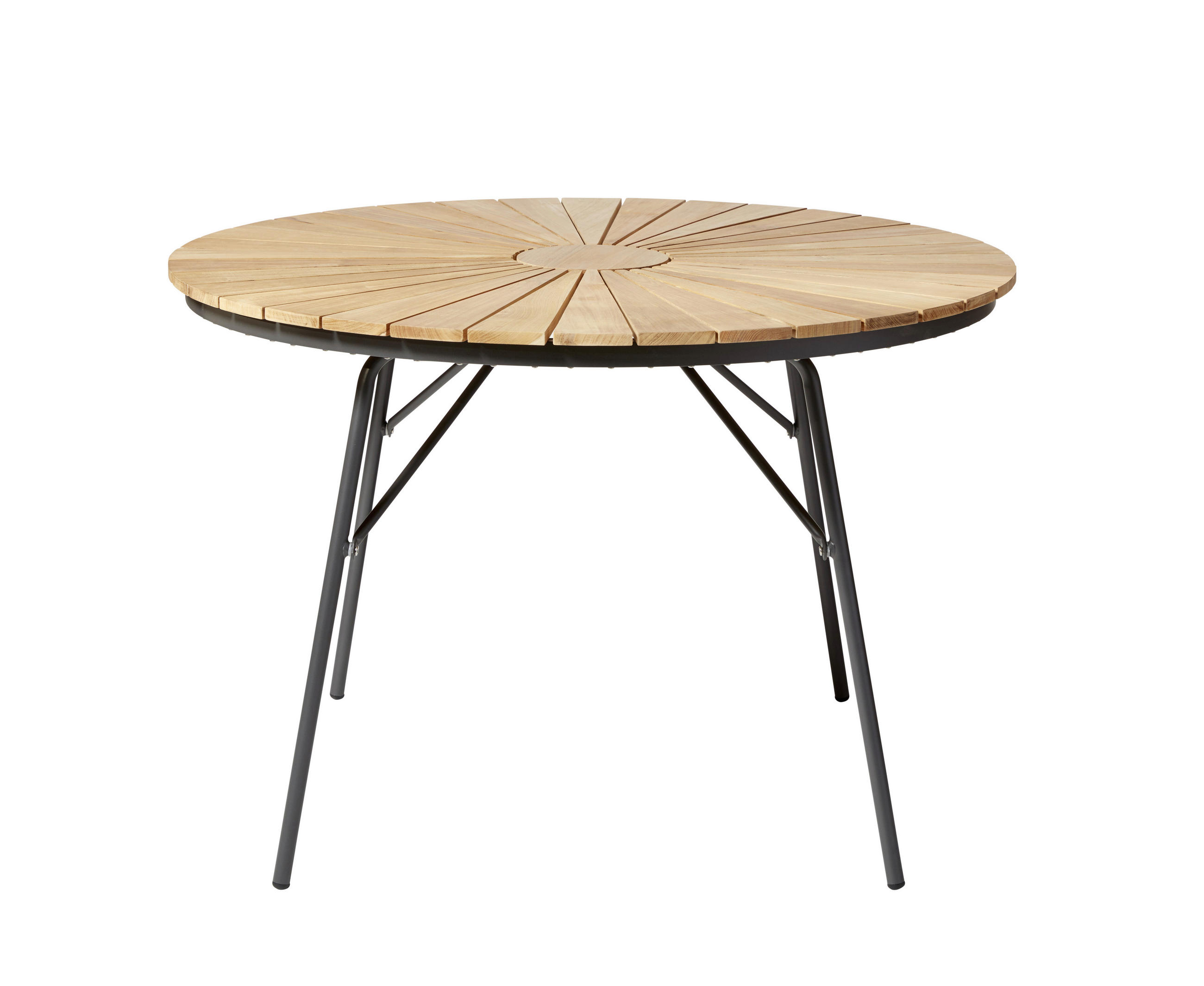 GARTENTISCH 110/110/74 cm Holz rund  - Anthrazit/Teakfarben, KONVENTIONELL, Holz/Metall (110/110/74cm) - Gardenson