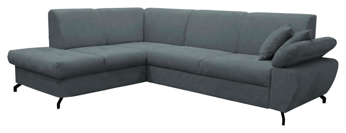 ECKSOFA CORA in Chenille Grau  198/261 cm  - Schwarz/Grau, Design, Textil/Metall (198/261cm) - MID.YOU