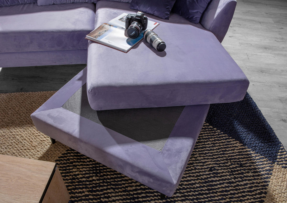 ECKSOFA Lila, Flieder Samt  - Lila/Flieder, KONVENTIONELL, Holz/Textil (210/156cm) - Carryhome