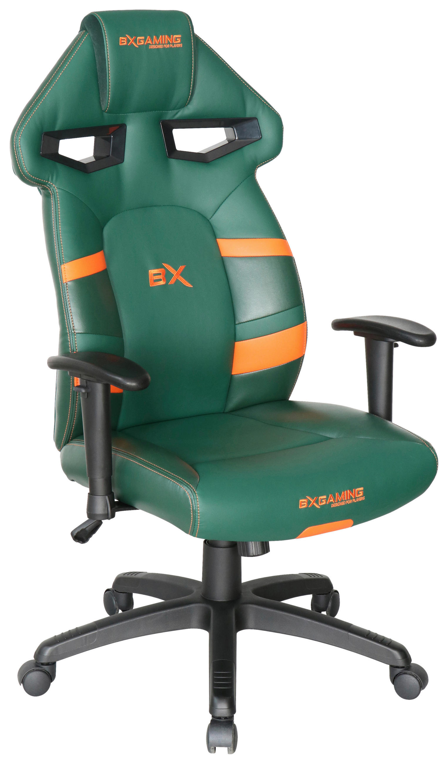 GAMINGSTUHL Grün, Orange, Schwarz Metall, Kunststoff   - Schwarz/Orange, Design, Kunststoff/Metall (72/117,5-126/71cm) - BX Gaming