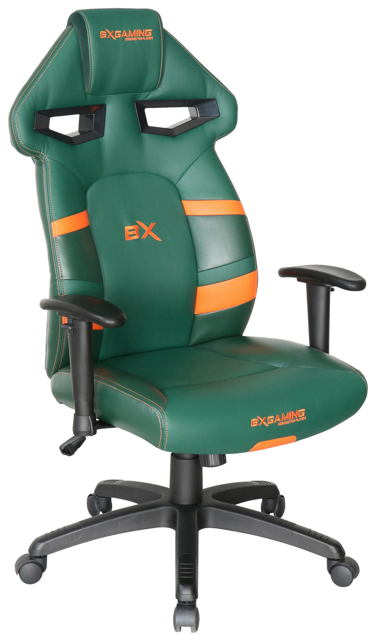 GAMINGSTUHL Grün, Orange, Schwarz Metall, Kunststoff   - Schwarz/Orange, Design, Kunststoff/Metall (72/117,5-126/71cm) - BX Gaming