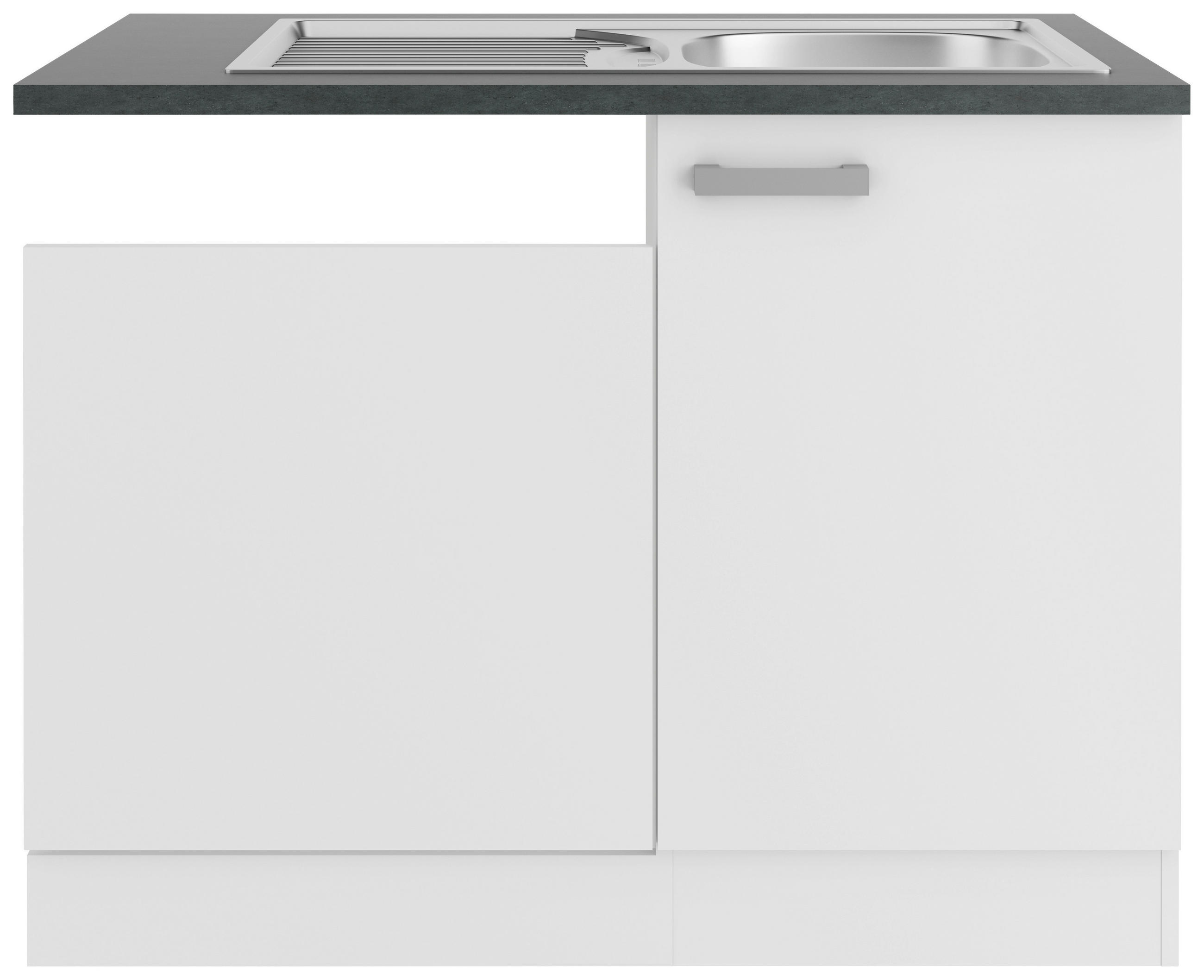 SPÜLENUNTERSCHRANK 110/84,8/60 cm  in Weiß  - Anthrazit/Alufarben, Basics, Holzwerkstoff/Metall (110/84,8/60cm) - Optifit