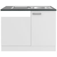 SPÜLENUNTERSCHRANK 110/84,8/60 cm  in Weiß  - Anthrazit/Alufarben, Basics, Holzwerkstoff/Metall (110/84,8/60cm) - Optifit
