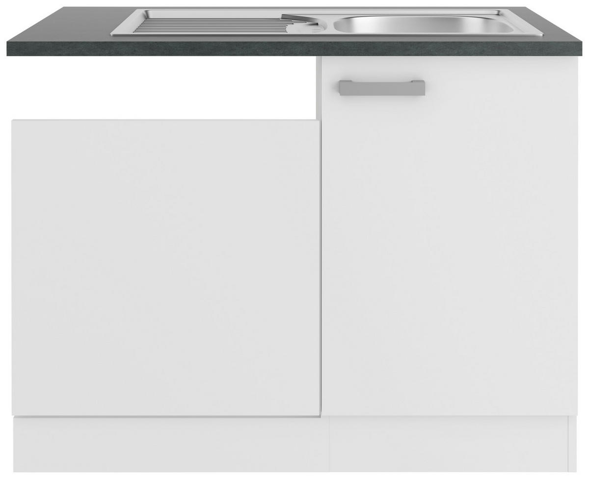 SPÜLENUNTERSCHRANK 110/84,8/60 cm  in Weiß  - Anthrazit/Alufarben, Basics, Holzwerkstoff/Metall (110/84,8/60cm) - Optifit