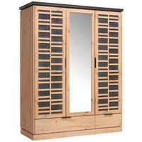 KLEIDERSCHRANK 152,7/195,2/60,2 cm 3-türig Eiche Artisan  - Schwarz/Eiche Artisan, LIFESTYLE, Holzwerkstoff/Metall (152,7/195,2/60,2cm) - Xora