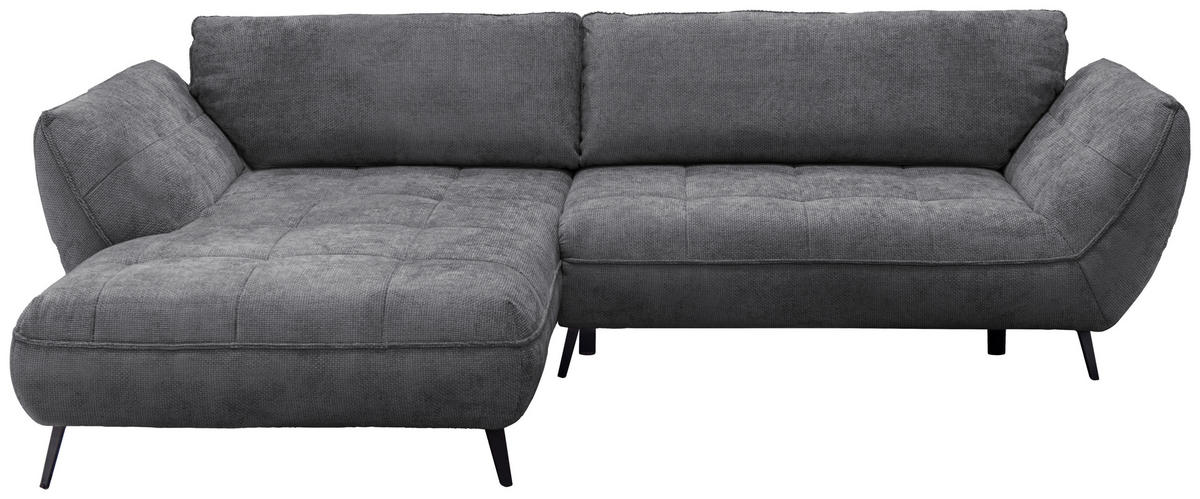 ECKSOFA in Struktur Anthrazit  187/282 cm  - Anthrazit/Schwarz, Design, Textil/Metall (187/282cm) - Livetastic