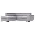 ECKSOFA  in Flachgewebe Grau  - Schwarz/Grau, KONVENTIONELL, Kunststoff/Textil (220/266cm) - Carryhome