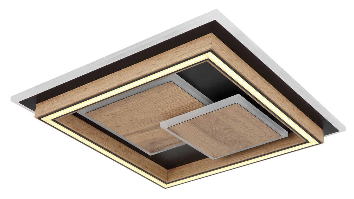 LED-DECKENLEUCHTE 32 W    41/41/7,6 cm  - Dunkelbraun/Opal, Design, Holzwerkstoff/Kunststoff (41/41/7,6cm) - Globo