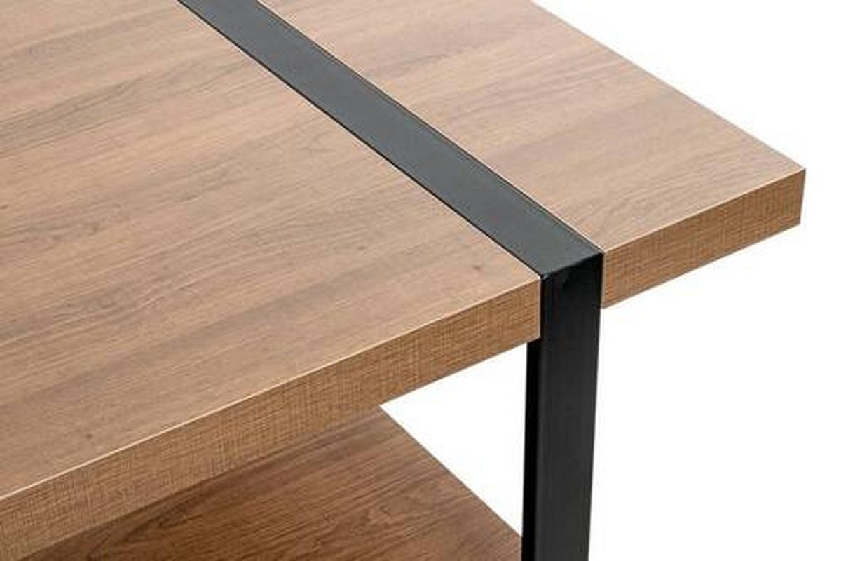 COUCHTISCH 120/60/45 cm rechteckig Schwarz, Eichefarben  - Eichefarben/Schwarz, Design, Holzwerkstoff/Metall (120/60/45cm)