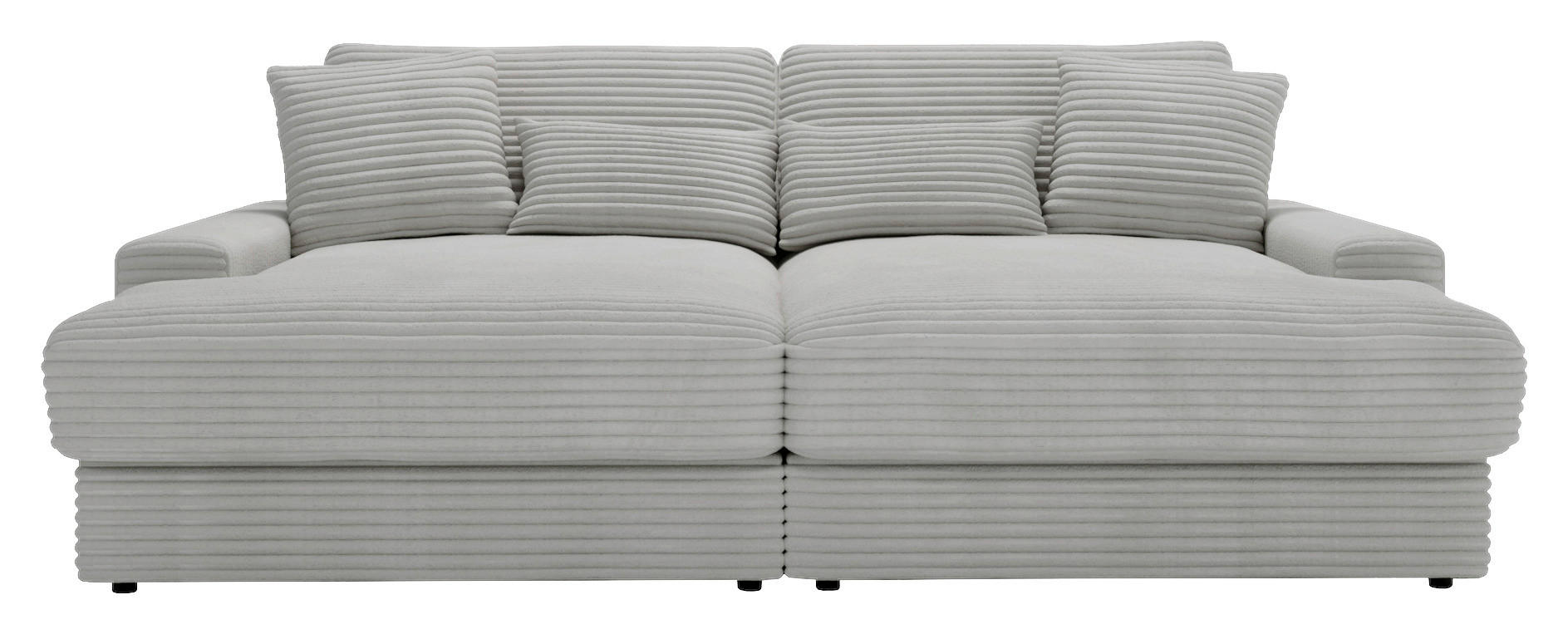 BIGSOFA in Cord Hellgrau  - Hellgrau/Schwarz, MODERN, Kunststoff/Textil (230/85/190cm)