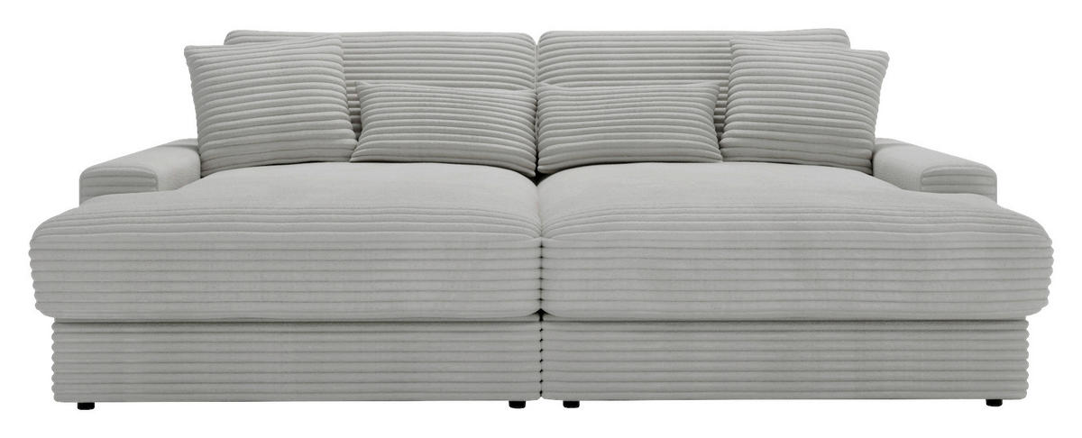 BIGSOFA in Cord Hellgrau  - Hellgrau/Schwarz, MODERN, Kunststoff/Textil (230/85/190cm) - Carryhome