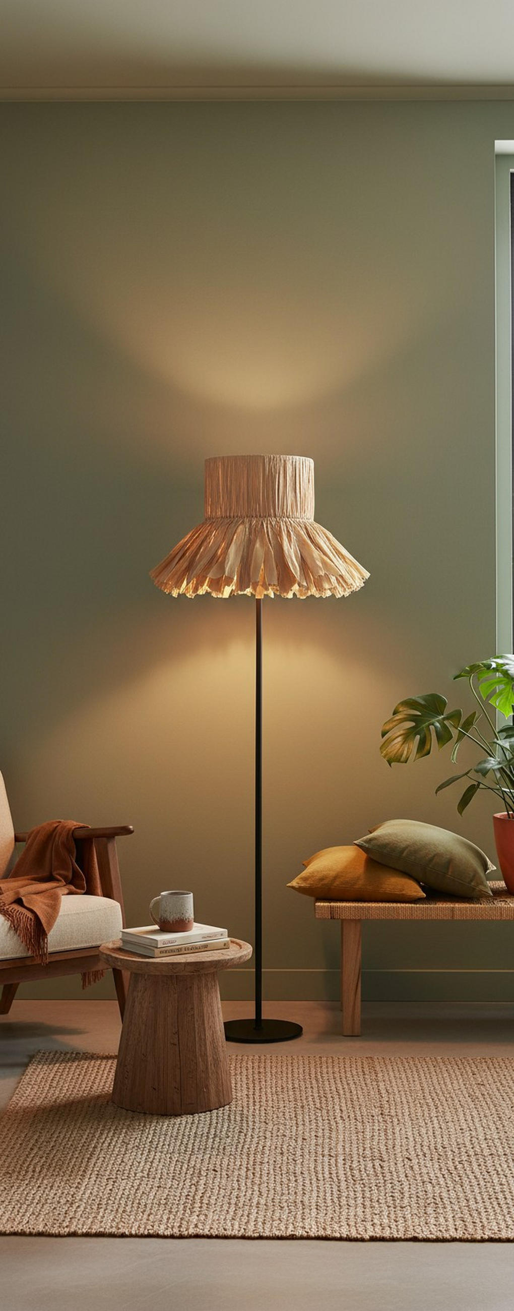 STEHLEUCHTE - Schwarz/Naturfarben, Design, Papier/Metall (50/150cm) - Collet's Monde