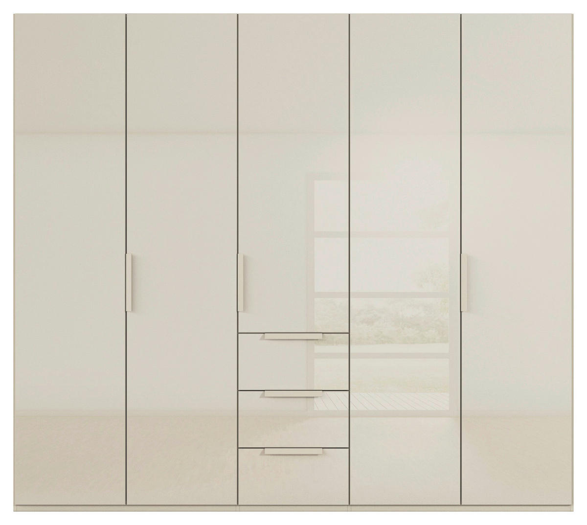 DREHTÜRENSCHRANK 251/235/61 cm,  in Champagner, 5-türig  - Champagner, Basics, Glas/Holzwerkstoff (251/235/61cm) - Novel