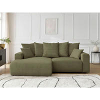 ECKSOFA Ottomane links  ATILLA Hellgrün Cord  - Schwarz/Hellgrün, MODERN, Kunststoff/Textil (149/244cm)
