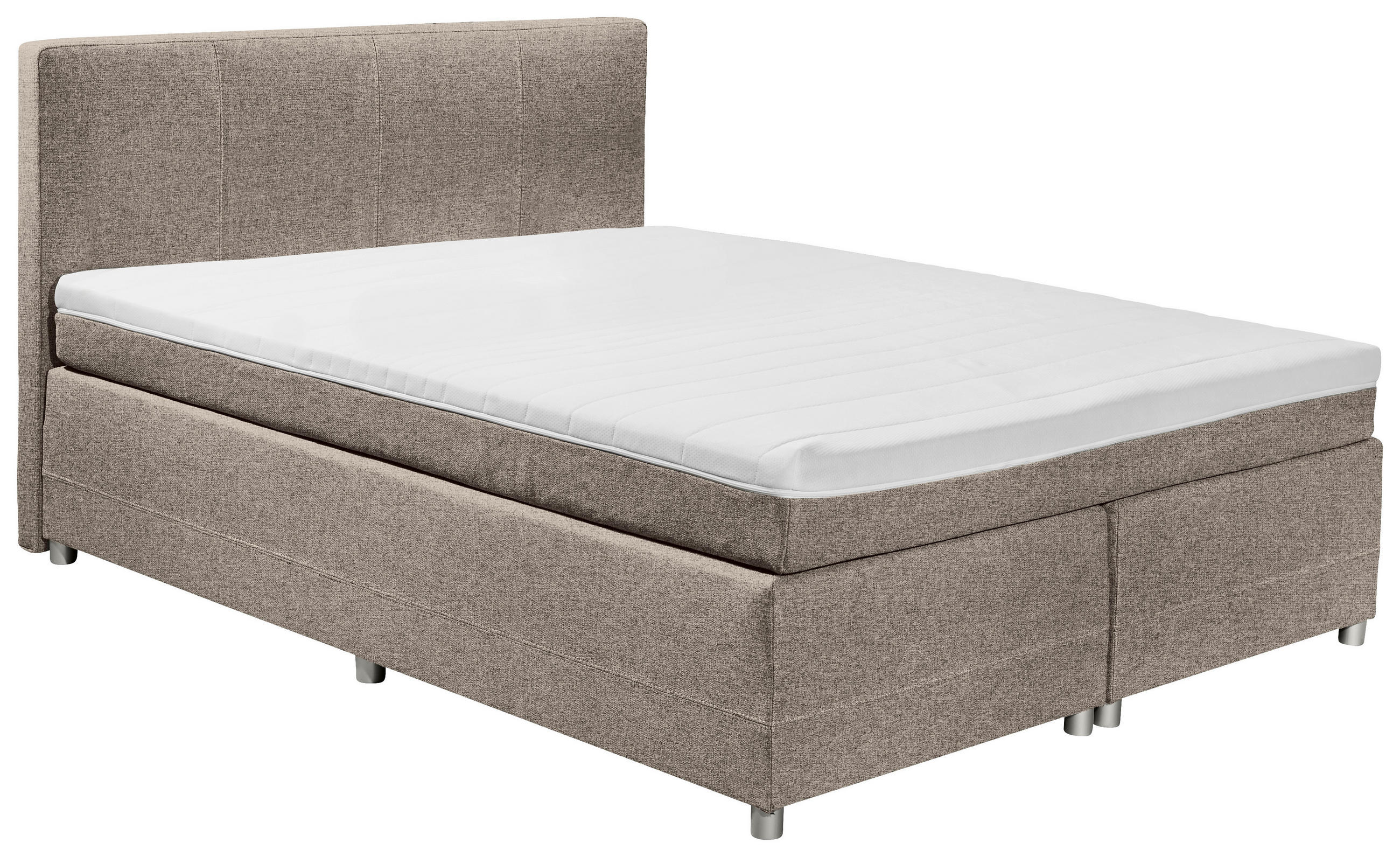 BOXSPRINGBETT 160/200 cm  in Beige  - Beige/Silberfarben, MODERN, Holzwerkstoff/Kunststoff (160/200cm) - MID.YOU