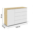 KOMMODE  in 120/81/42 cm  - Weiß/Eiche Artisan, Design, Holzwerkstoff/Metall (120/81/42cm) - Carryhome