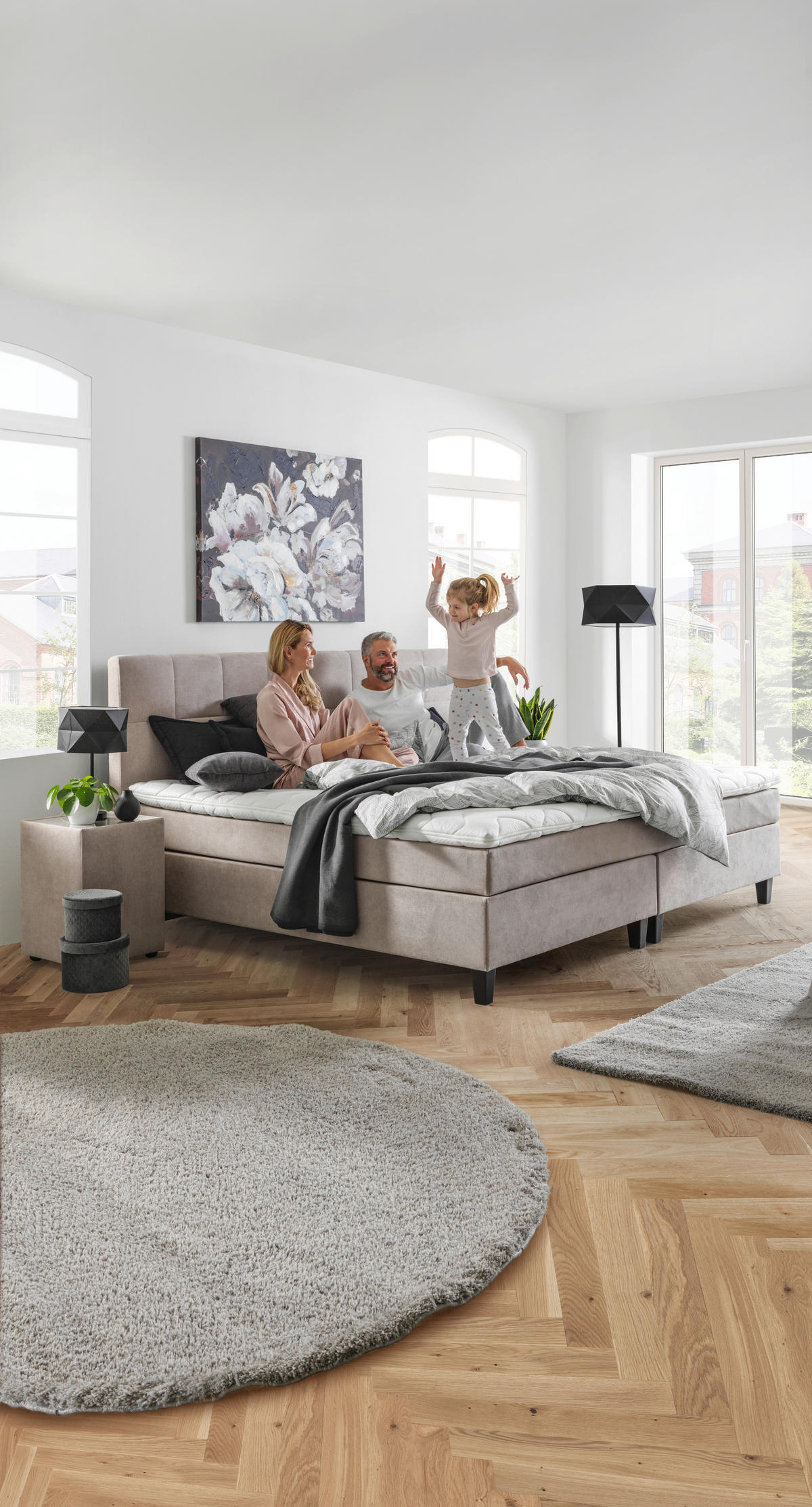BOXSPRINGBETT 240/200 cm  in Beige  - Wengefarben/Beige, Trend, Holz/Textil (240/200cm) - Esposa