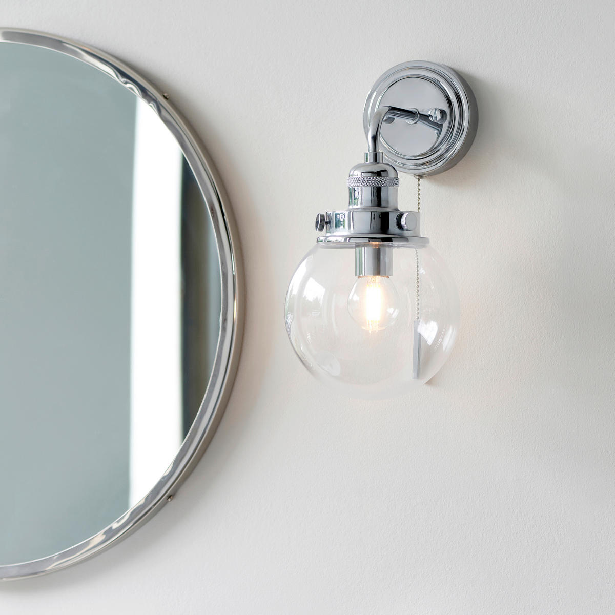 BADEZIMMER-WANDLEUCHTE 15/29,8 cm   - Klar/Nickelfarben, KONVENTIONELL, Glas (15/29,8cm) - ENDON