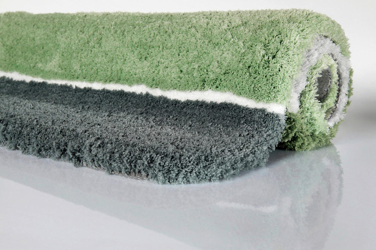 BADTEPPICH Grau, Grün 55/65 cm  - Grau/Grün, Basics, Kunststoff/Textil (55/65cm) - WECON HOME
