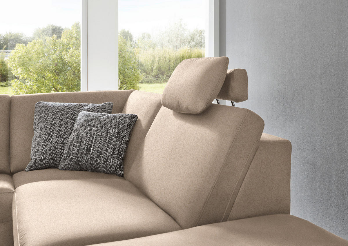 ECKSOFA in Mikrofaser Beige  - Beige/Alufarben, Design, Textil/Metall (275/242cm) - Dieter Knoll