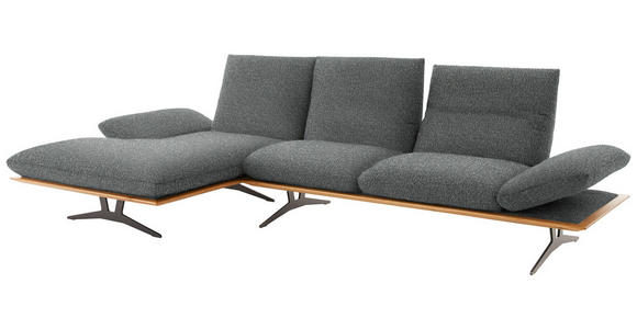ECKSOFA in Flachgewebe Graubraun 159/314 cm - Graubraun/Schwarz, Design, Holz/Textil (159/314cm) - Dieter Knoll