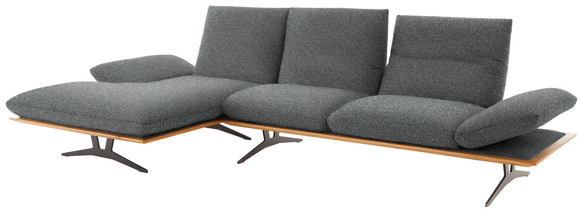 ECKSOFA in Flachgewebe Graubraun  - Graubraun/Schwarz, Design, Holz/Textil (159/314cm) - Dieter Knoll