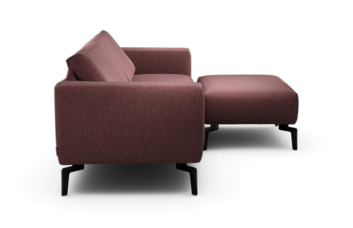 2,5-Sitzer inkl. Hocker Chenille Rot  - Rot/Schwarz, Design, Textil/Metall (220/86/86-94cm) - SENSOO