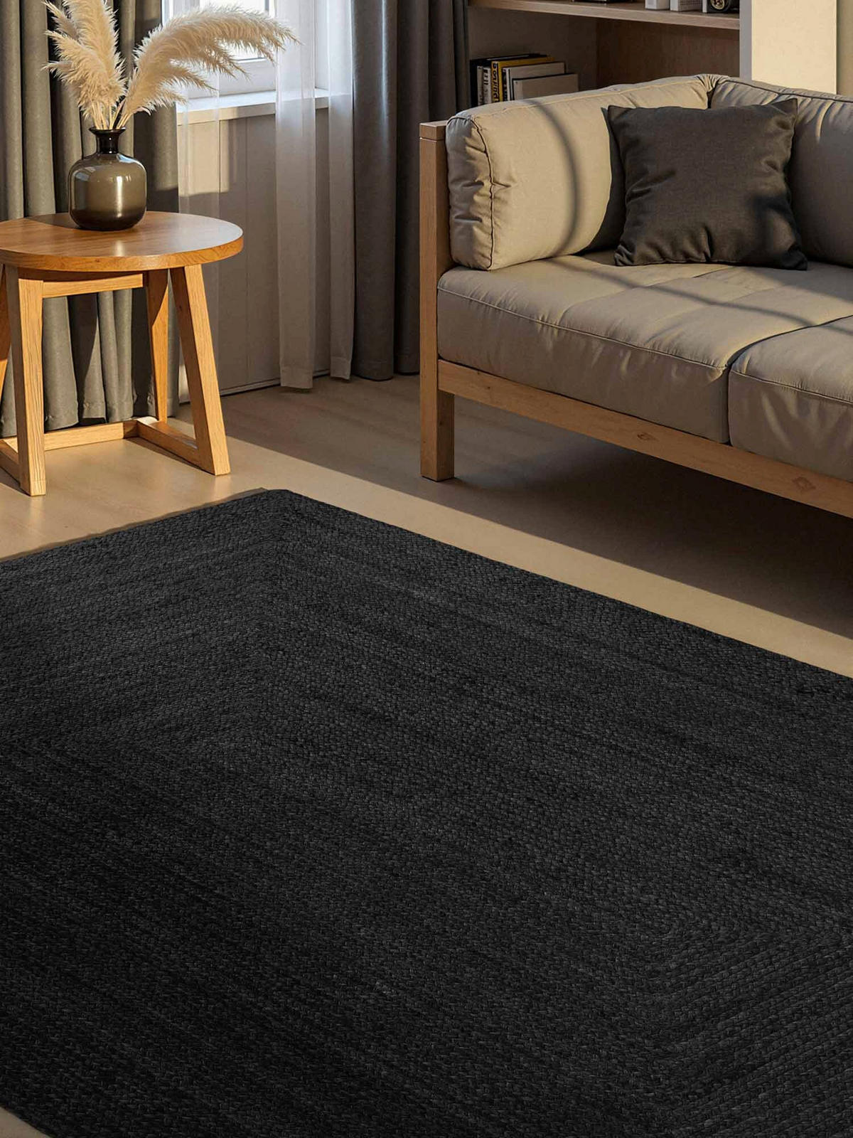 JUTETEPPICH 60/90 cm Juno Schwarz rechteckig  - Schwarz, Natur, Textil (60/90cm) - Hanse Home