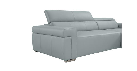ECKSOFA DUA in Echtleder Hellgrau  293/170 cm  - Chromfarben/Hellgrau, Design, Leder/Metall (293/170cm) - Novel
